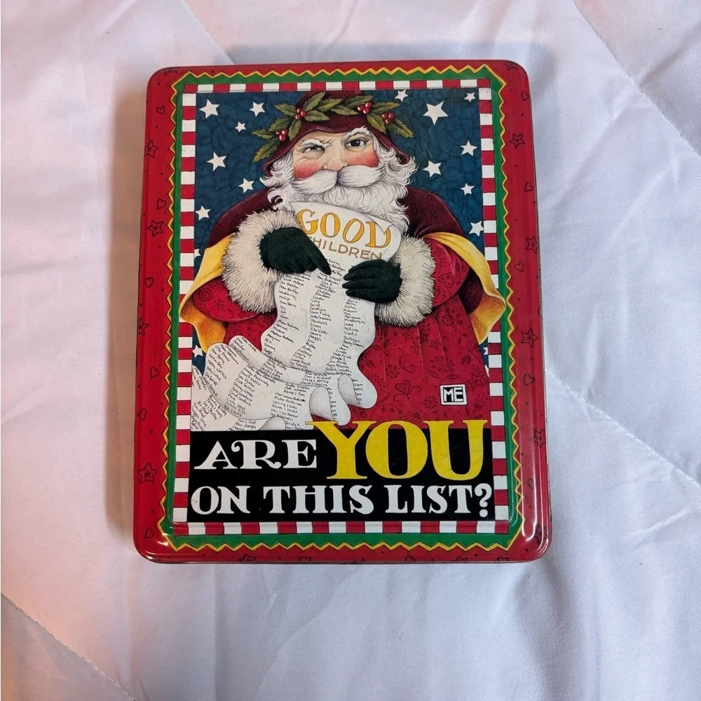 Christmas Tin-Mary Engelbreit-Santa Claus-Are You on This List-Collectible